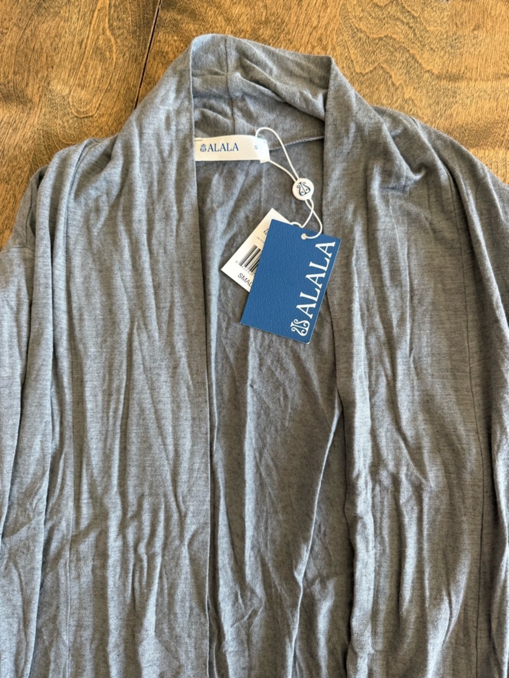 Alala Charcoal Open-Front Draped Cardigan